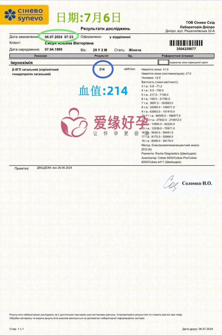 爱缘好孕乌克兰爱心妈妈验孕着床成功