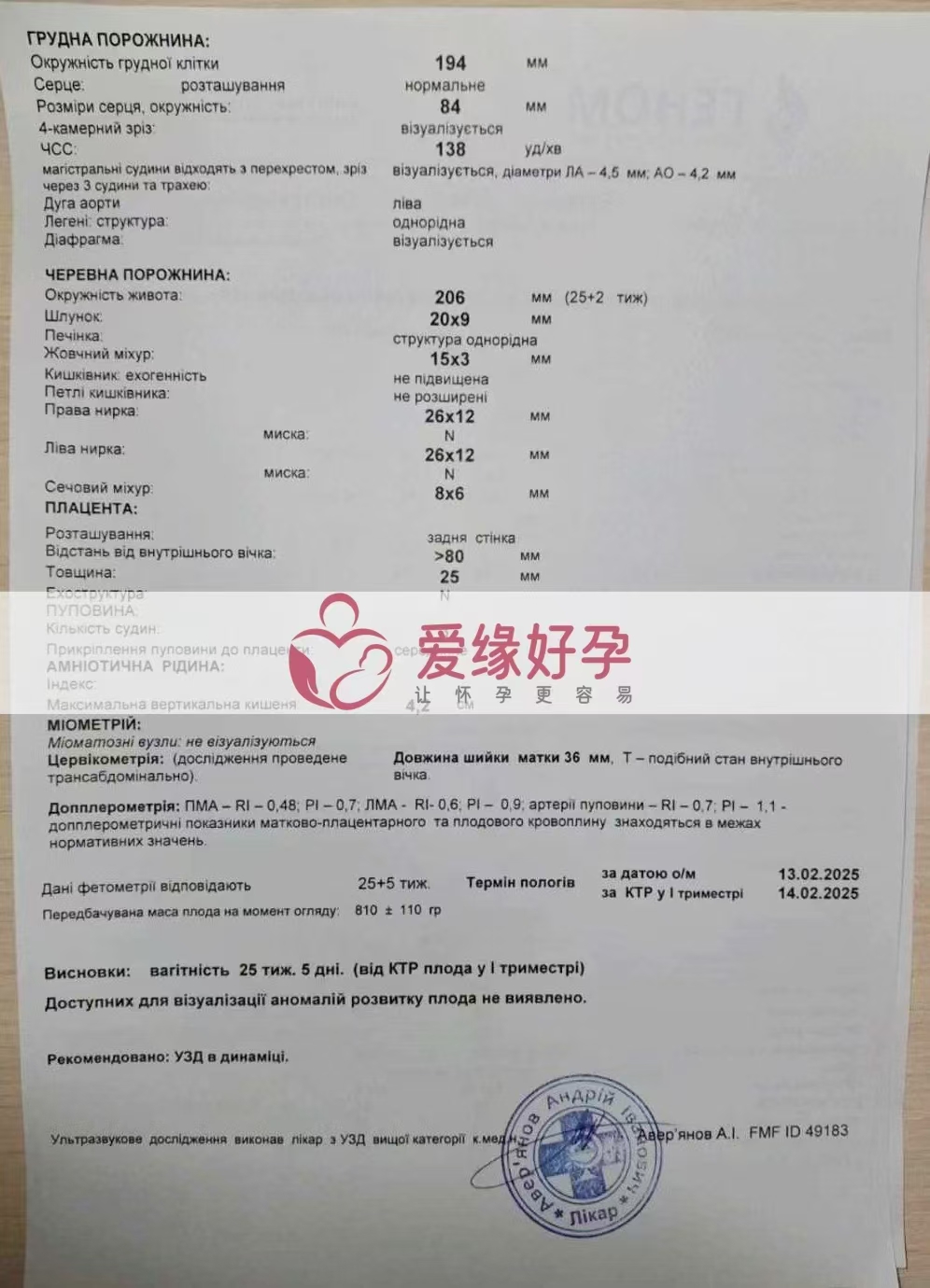 乌克兰爱心使者孕25周产检顺利通过