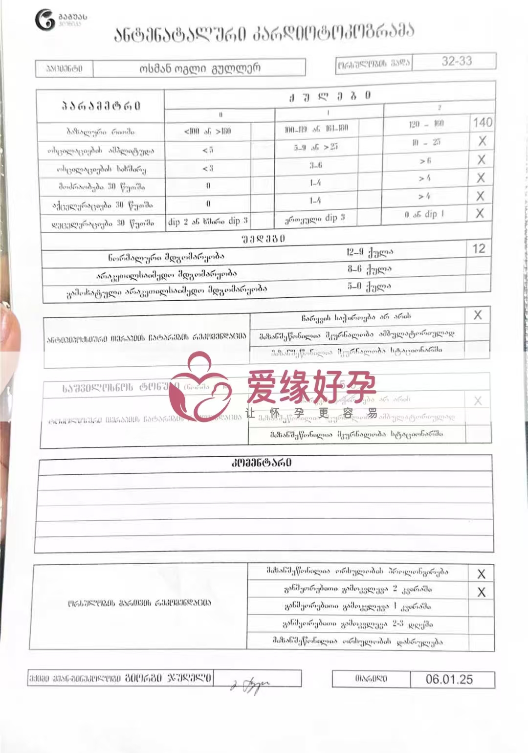 乌克兰爱心使者孕32周＋4天产检顺利通过